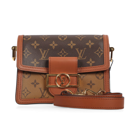 Pre-Owned Louis Vuitton Dauphine Brown Monogram Reverse Coated Canvas Crossbody Bag 60739642