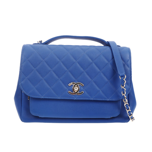 Pre-Owned Chanel Business Affinity Blue Quilted Calfskin Shoulder Bag 61162307