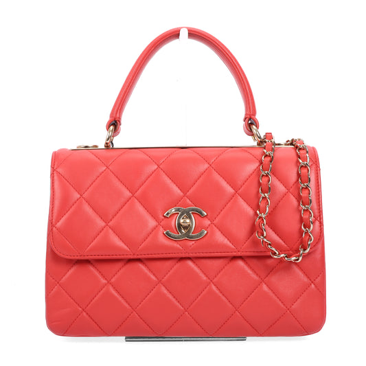 Pre-Owned Chanel Coco Handle Red Leather Shoulder Bag 62236466
