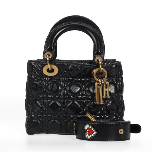 Pre-Owned Dior Lady Dior Black Calfskin Shoulder Bag 63009128