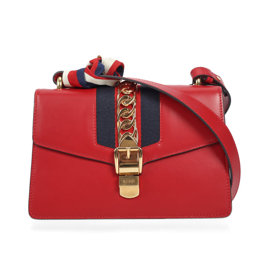 Pre-Owned Gucci Sylvie Red Calfskin Shoulder Bag 64552353