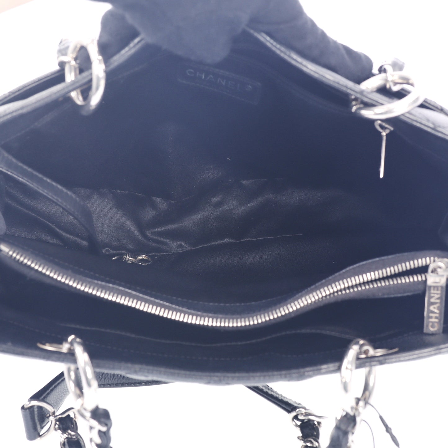 Pre-Owned Chanel Grand Shopping Tote Black Calfskin Shoulder Bag 64744782