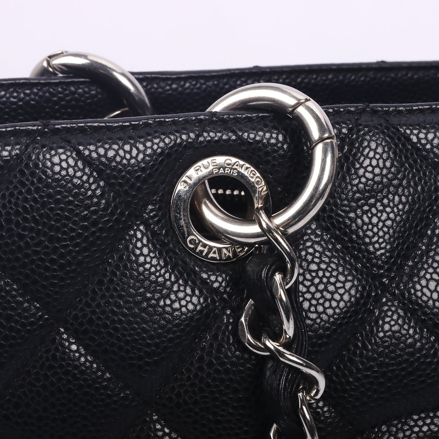 Pre-Owned Chanel Grand Shopping Tote Black Calfskin Shoulder Bag 64744782