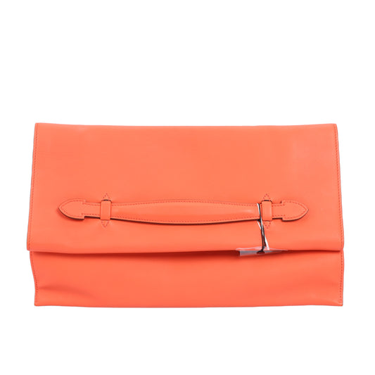 Pre-Owned Hermès Orange Swift Calfskin Clutch Bag 64927325 L
