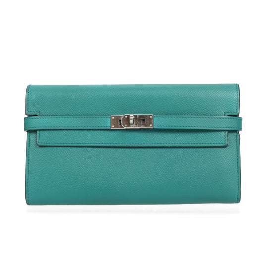 Pre-Owned Hermes Kelly Green Calfskin Wallet 65301199