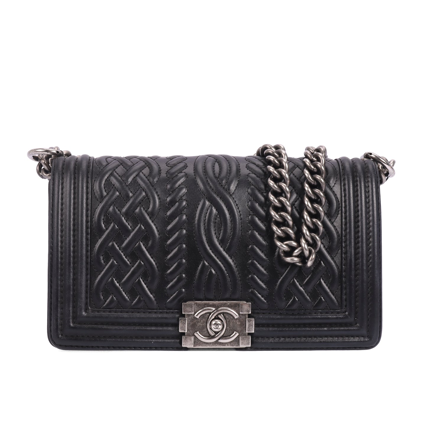 Pre-Owned Chanel Boy Bag Black Calfskin Shoulder Bag 65835947