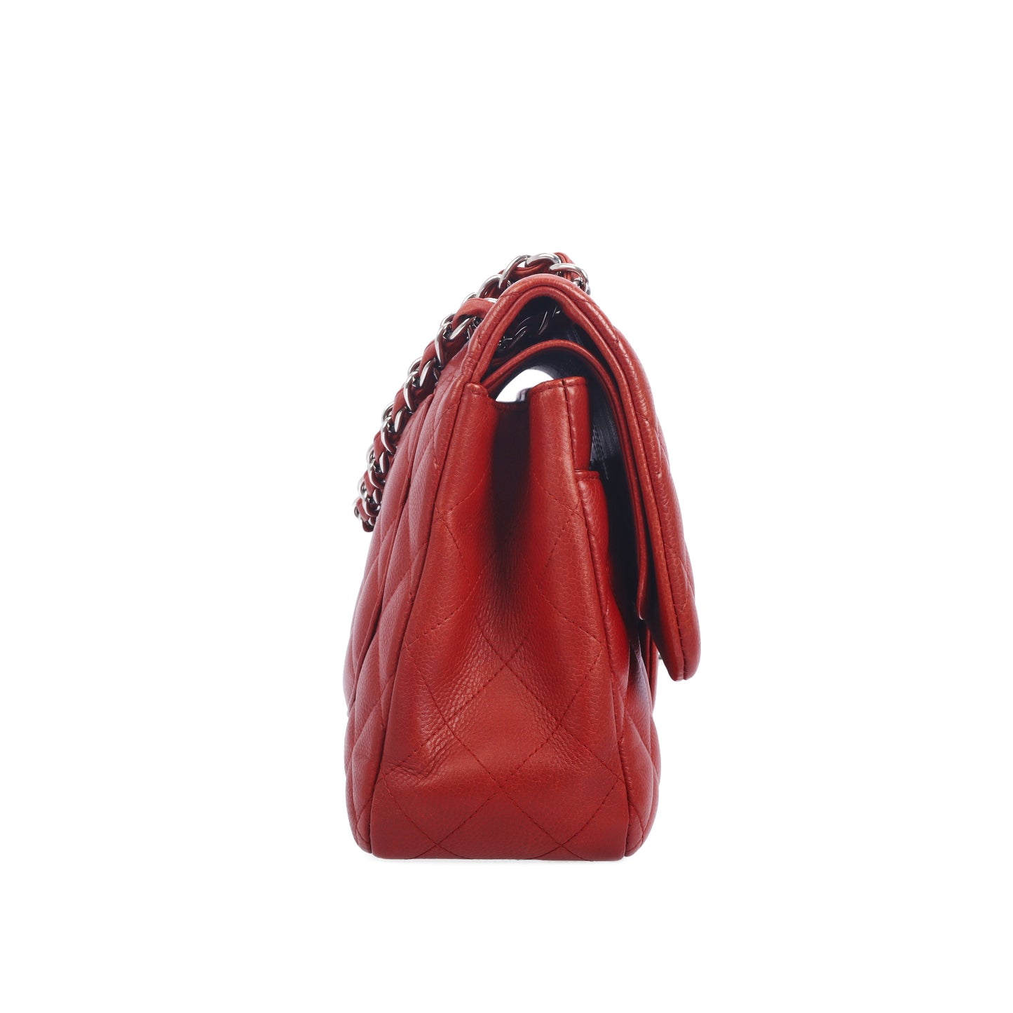 Pre-Owned Chanel Classic Flap Red Quilted Caviar Leather Shoulder Bag 66051516