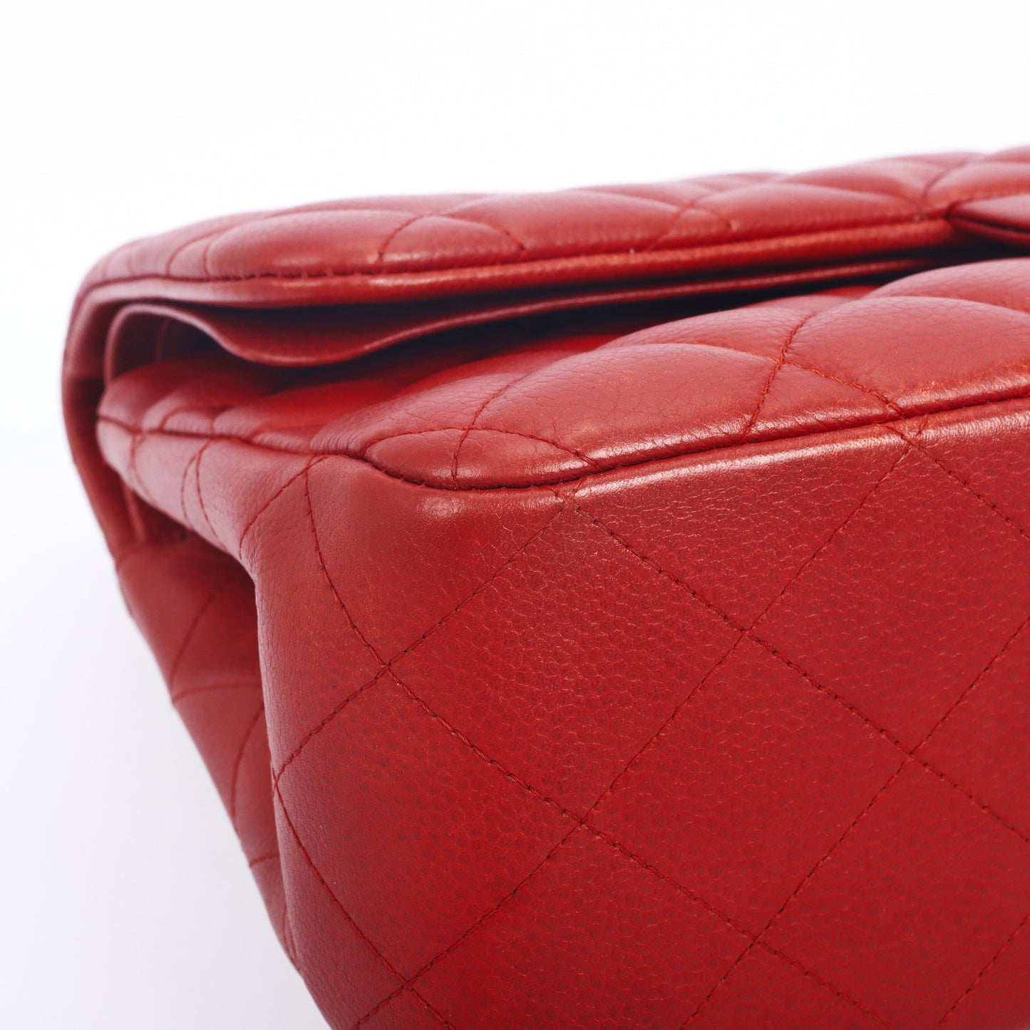 Pre-Owned Chanel Classic Flap Red Quilted Caviar Leather Shoulder Bag 66051516