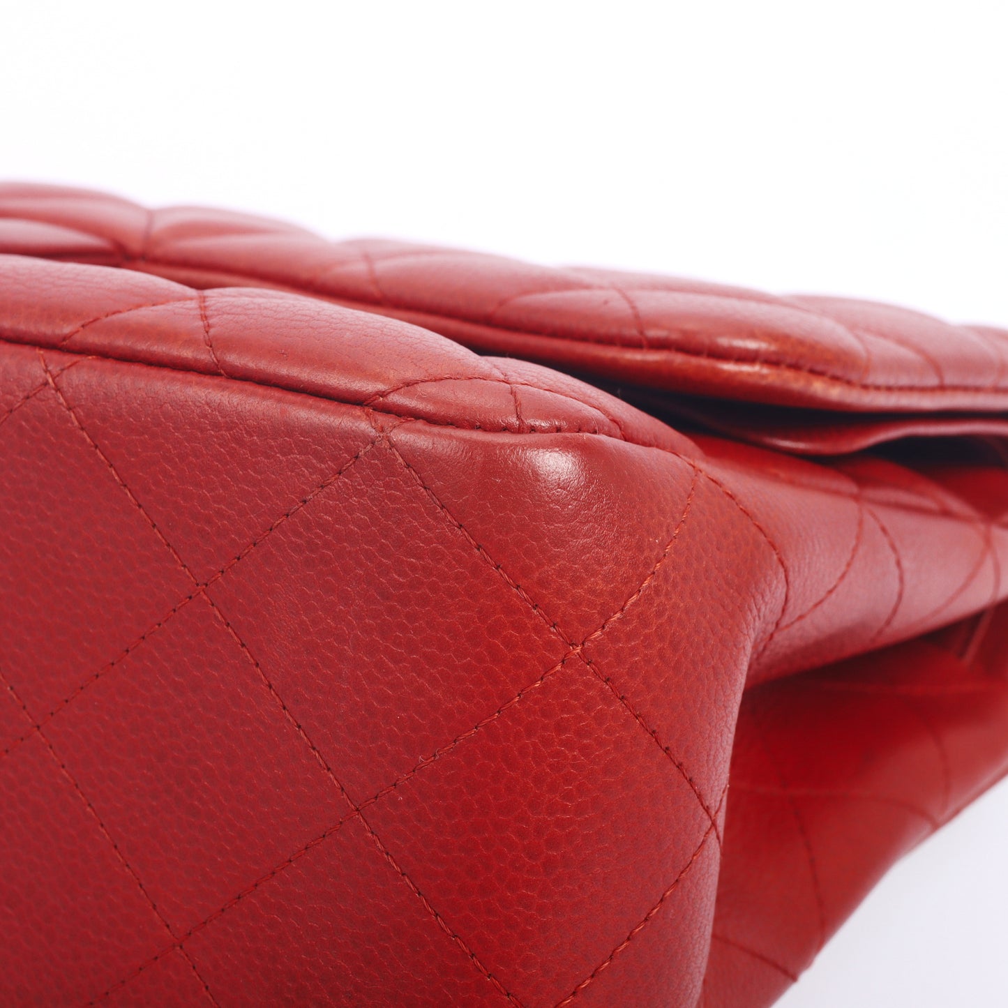 Pre-Owned Chanel Classic Flap Red Quilted Caviar Leather Shoulder Bag 66051516