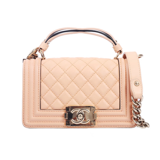 Pre-Owned Chanel Le Boy Beige Quilted Leather Shoulder Bag 66209833