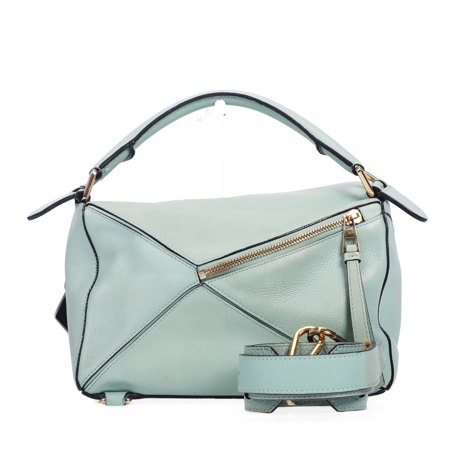 Pre-Owned LOEWE Puzzle Seafoam Green Calfskin Leather Shoulder Bag 66226386