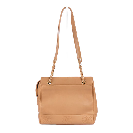 Pre-Owned Chanel Triple CC Beige Caviar Calfskin Shoulder Bag 66377689 L