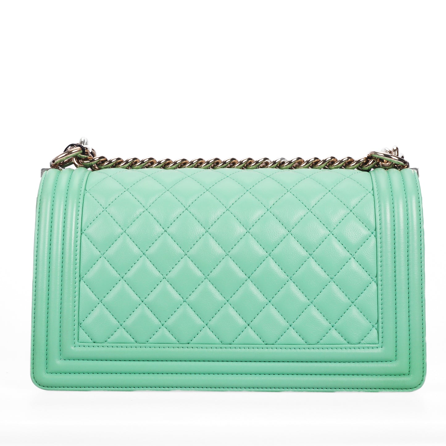 Pre-Owned Chanel Le Boy Green Quilted Leather Shoulder Bag 66744753 c