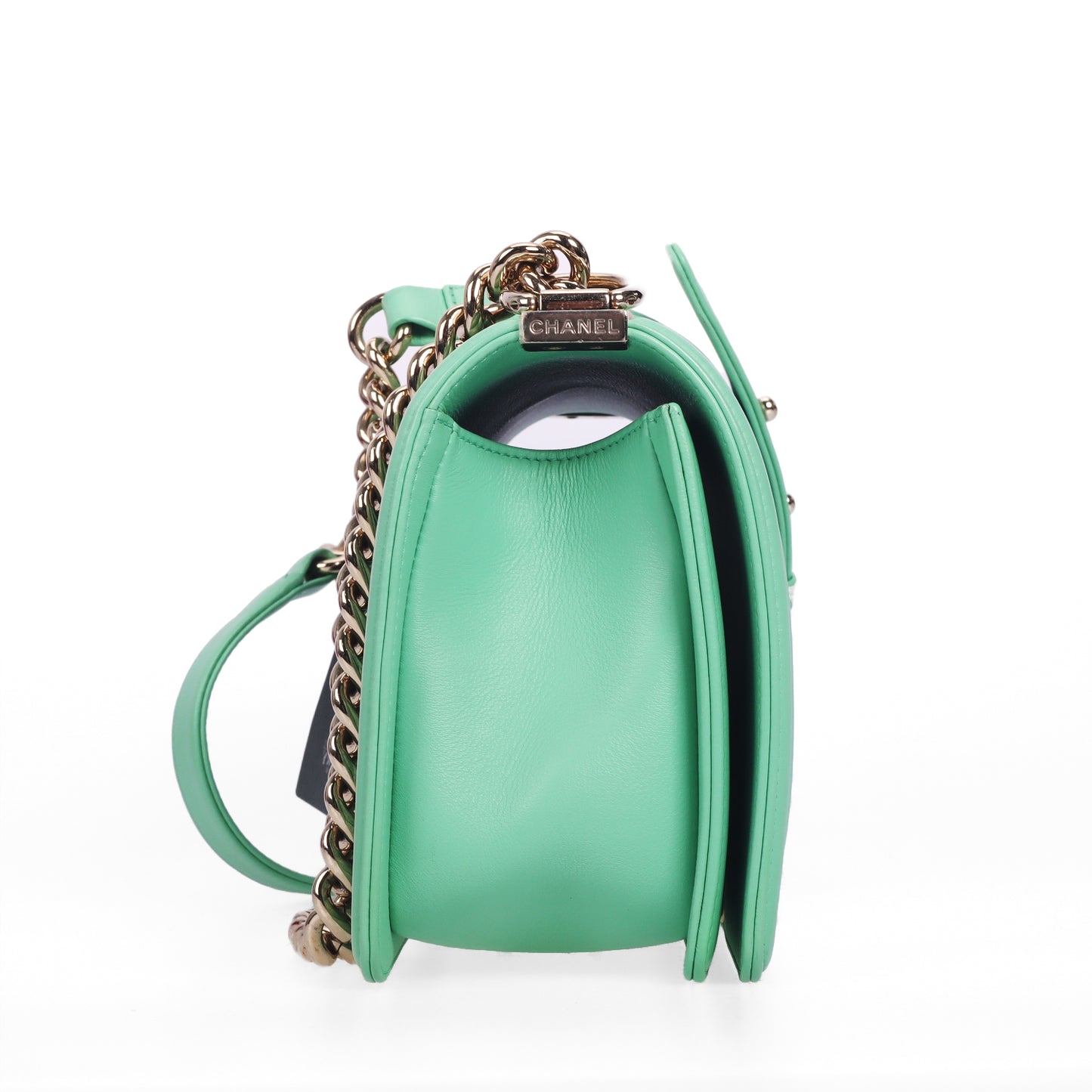 Pre-Owned Chanel Le Boy Green Quilted Leather Shoulder Bag 66744753 c