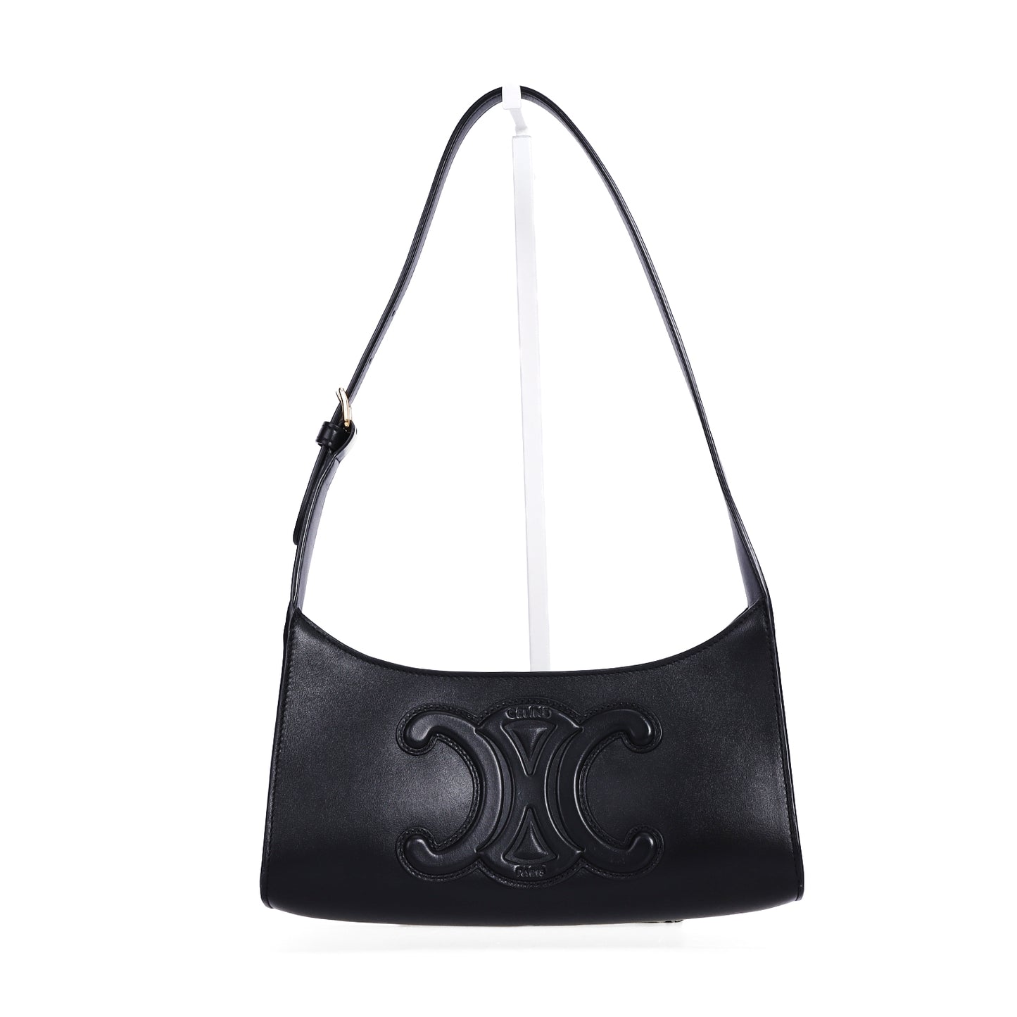 Pre-Owned Celine Ava Triomphe Black Calfskin Shoulder Bag 67713343