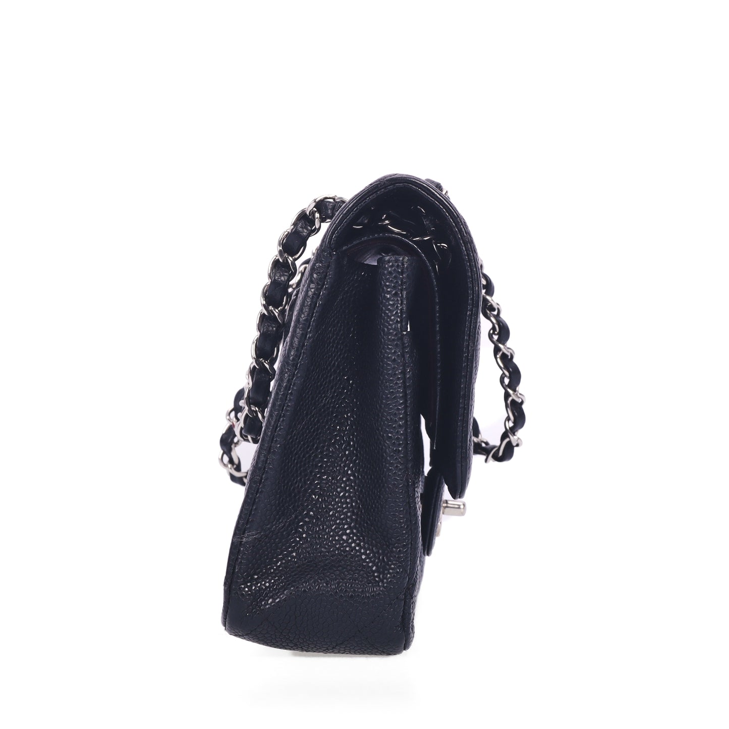 Pre-Owned Chanel Classic Flap Black Quilted Caviar Calfskin Shoulder Bag 68038333