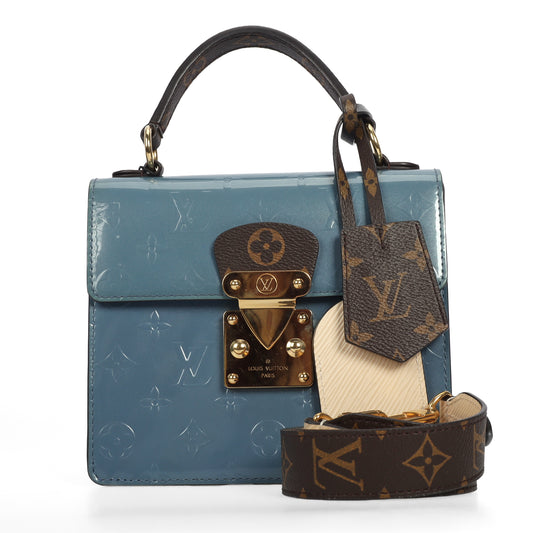 Pre-Owned Louis Vuitton Spring Street Blue Patent Leather Shoulder Bag 68413567