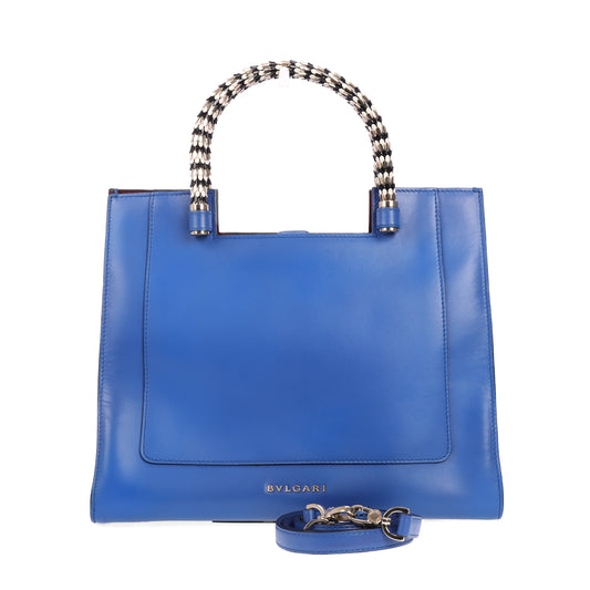 Pre-Owned Bvlgari Blue Calfskin Shoulder Bag 68778395