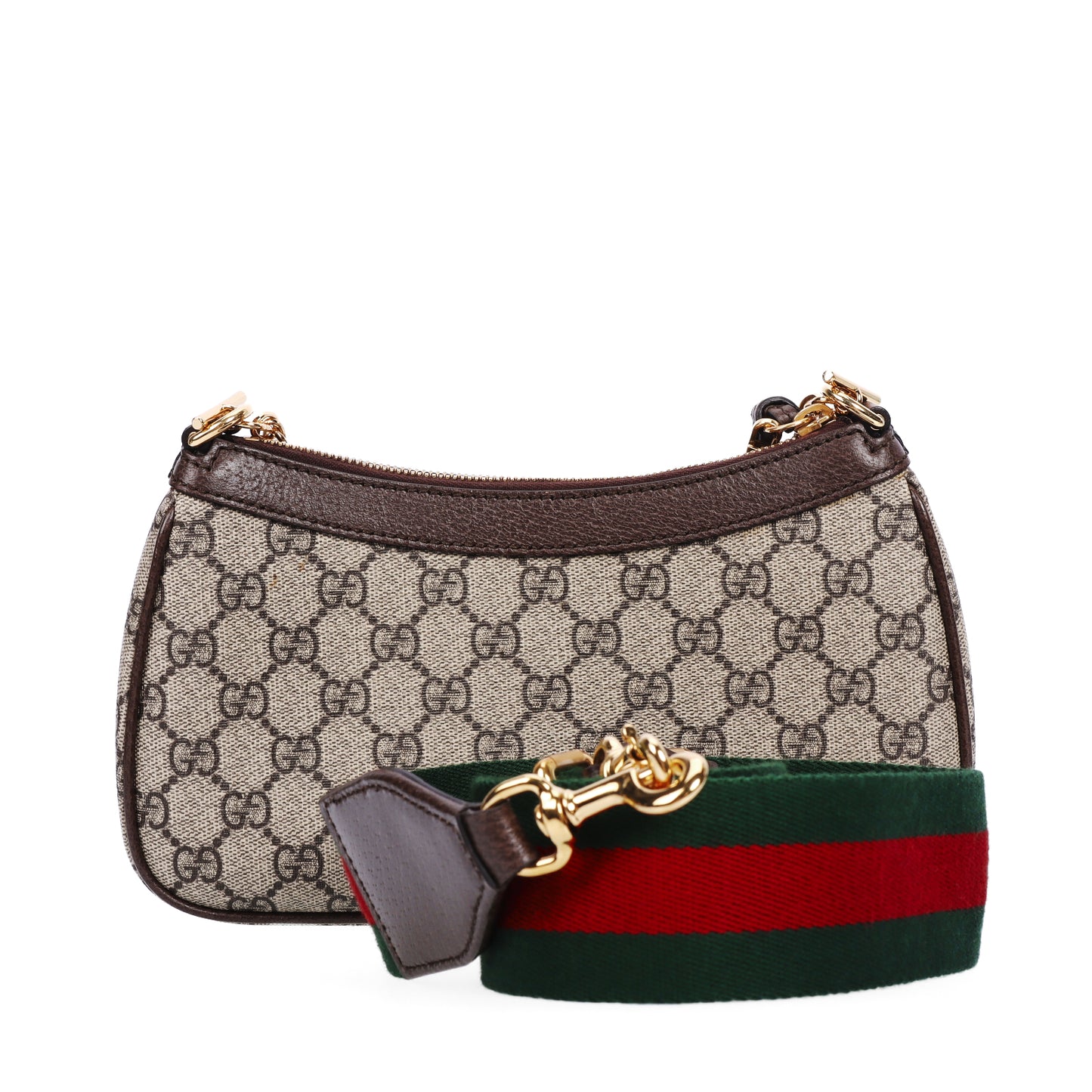 Pre-Owned Gucci Ophidia GG Supreme Canvas Brown Calfskin Shoulder Bag 69893237