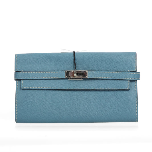 Pre-Owned Hermès Kelly Blue Leather Wallet 70590965