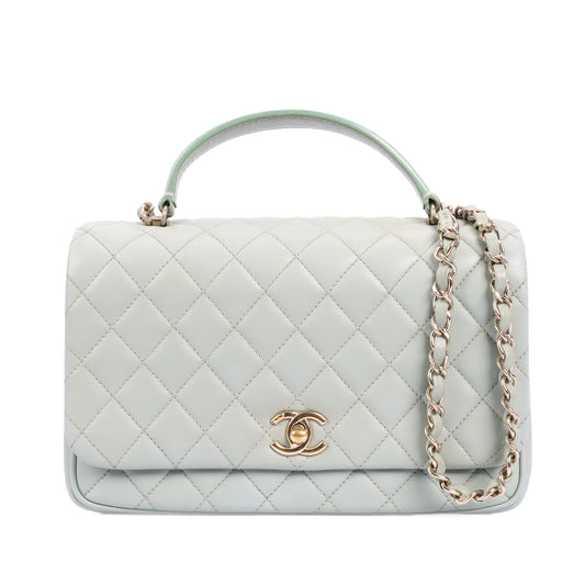 Pre-Owned Chanel Trendy CC Light Green Lambskin Shoulder Bag 71388370