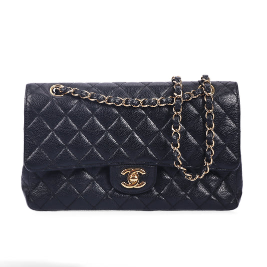 Pre-Owned Chanel Classic Flap Black Quilted Calfskin Leather Shoulder Bag 71417597