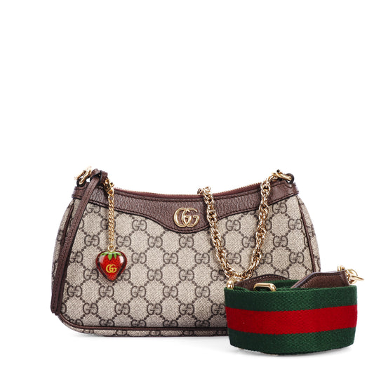Pre-Owned Gucci Ophidia GG Supreme Canvas Brown Coated Canvas Shoulder Bag 72034991