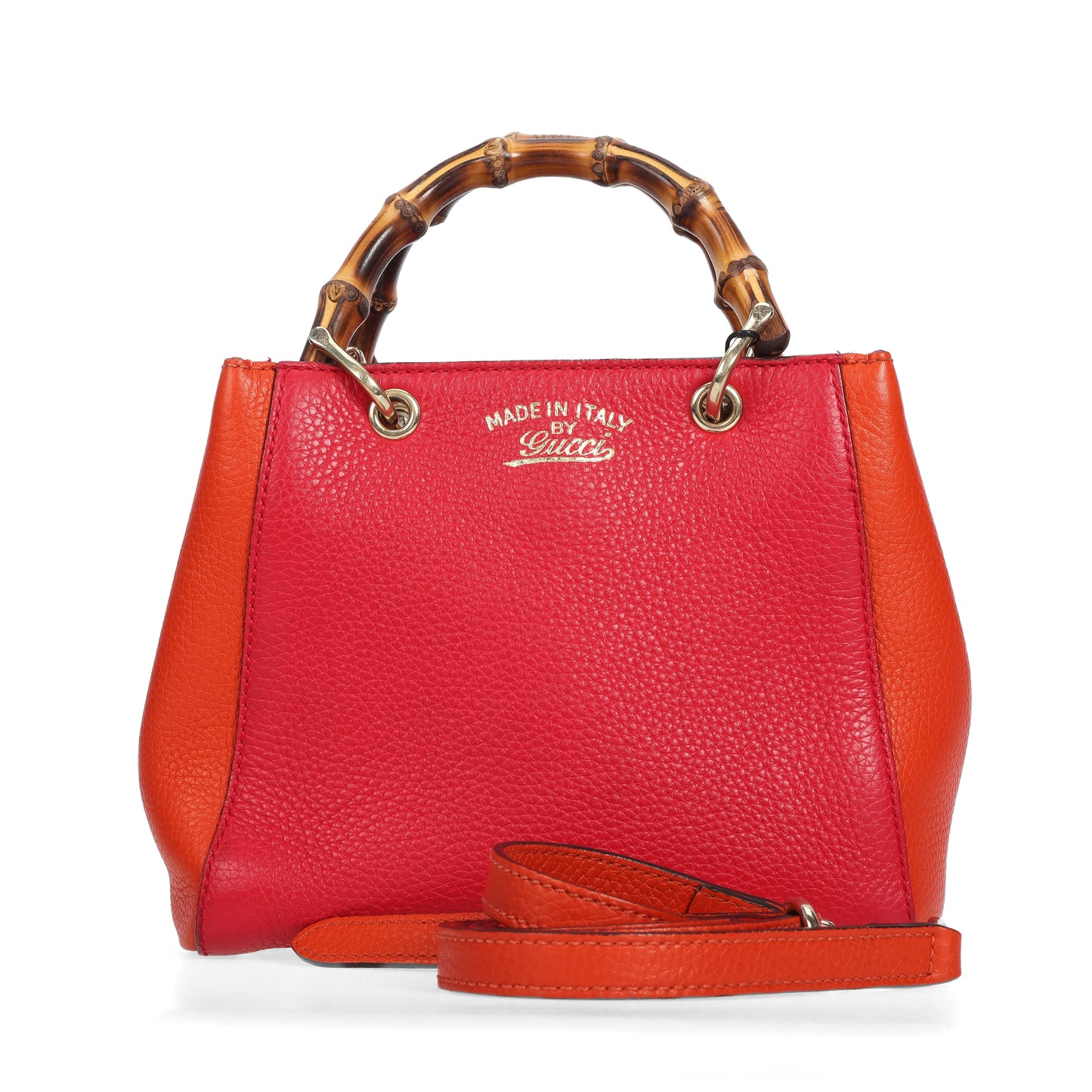 Pre-Owned Gucci Bamboo Shopper Red Calfskin Crossbody Bag 72171187