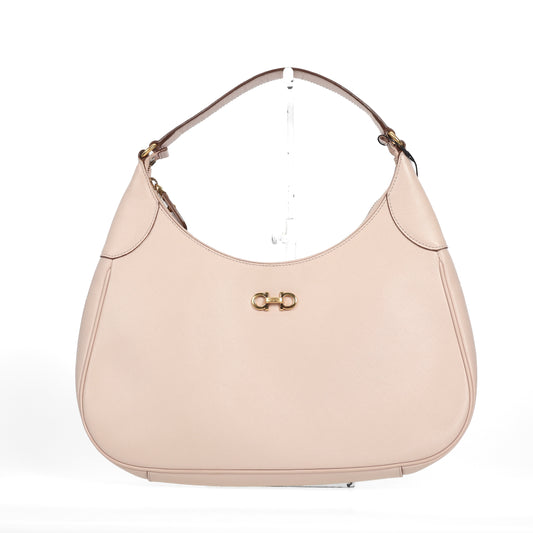 Pre-Owned Salvatore Ferragamo Beige Calfskin Shoulder Bag 73386606