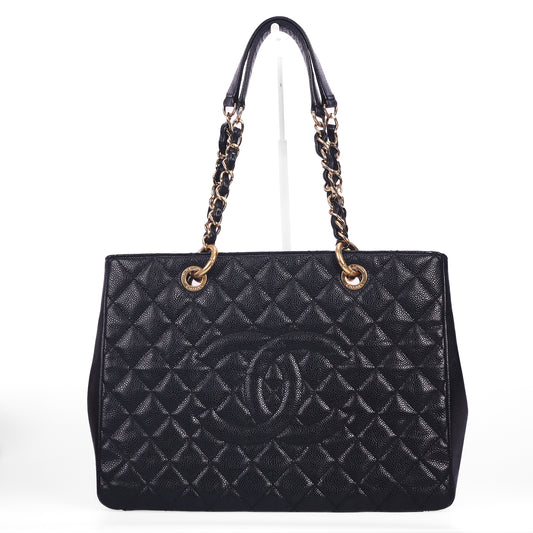 Pre-Owned Chanel Grand Shopping Tote Black Calfskin Shoulder Bag 74503749