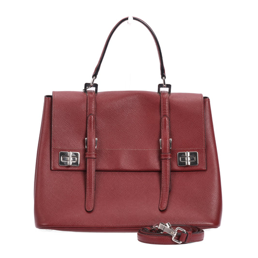 Pre-Owned Prada Burgundy Saffiano Calfskin Shoulder Bag 74713353