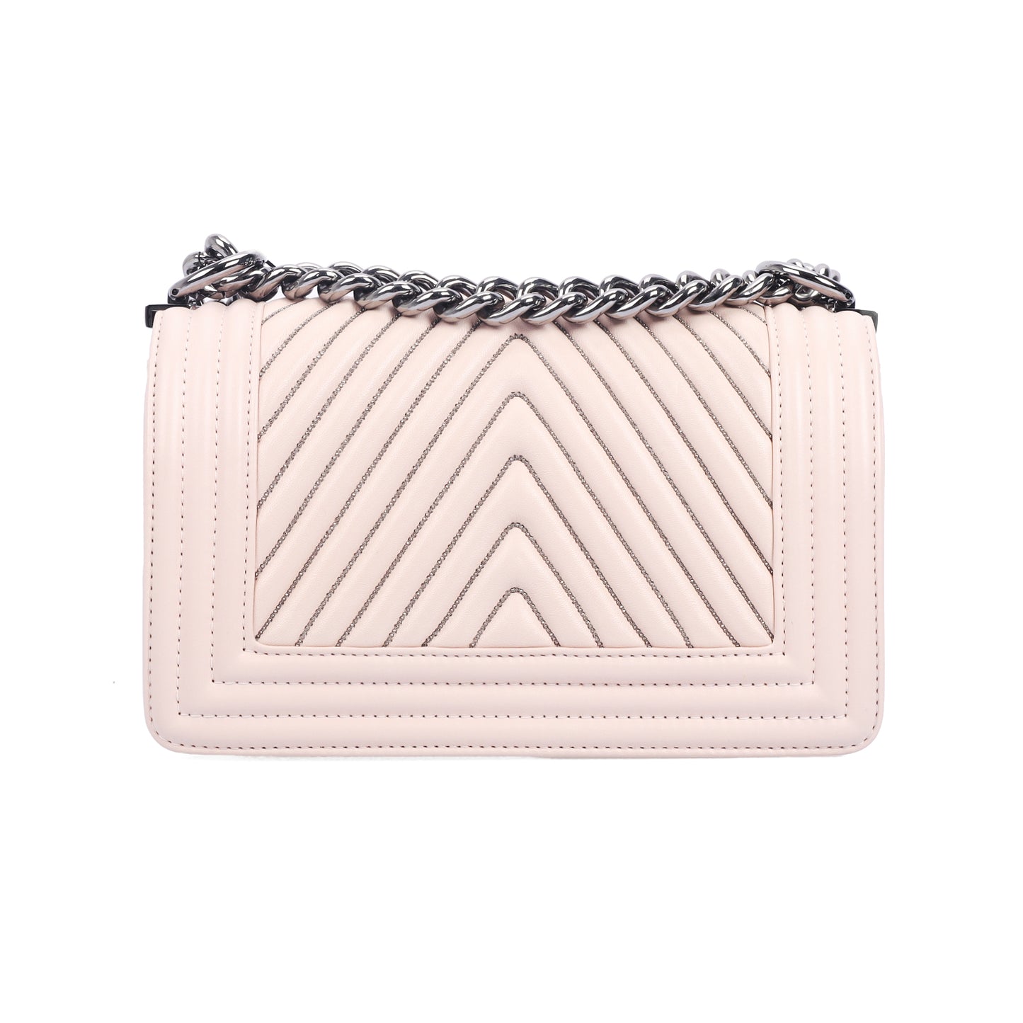 Pre-Owned Chanel Boy Small Light Pink Chevron Quilted Calfskin Leather Shoulder Bag 75047706 C