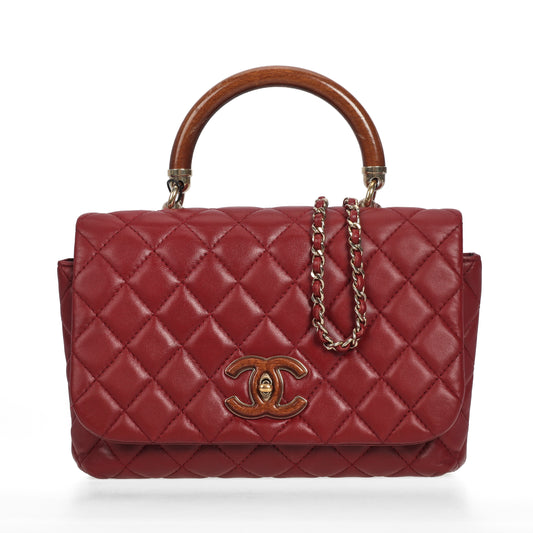 Pre-Owned Chanel CC Knock on Wood Burgundy Lambskin Crossbody Bag 75551528