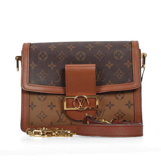 Pre-Owned Louis Vuitton Dauphine Brown Monogram Reverse Coated Canvas Shoulder Bag 75681043