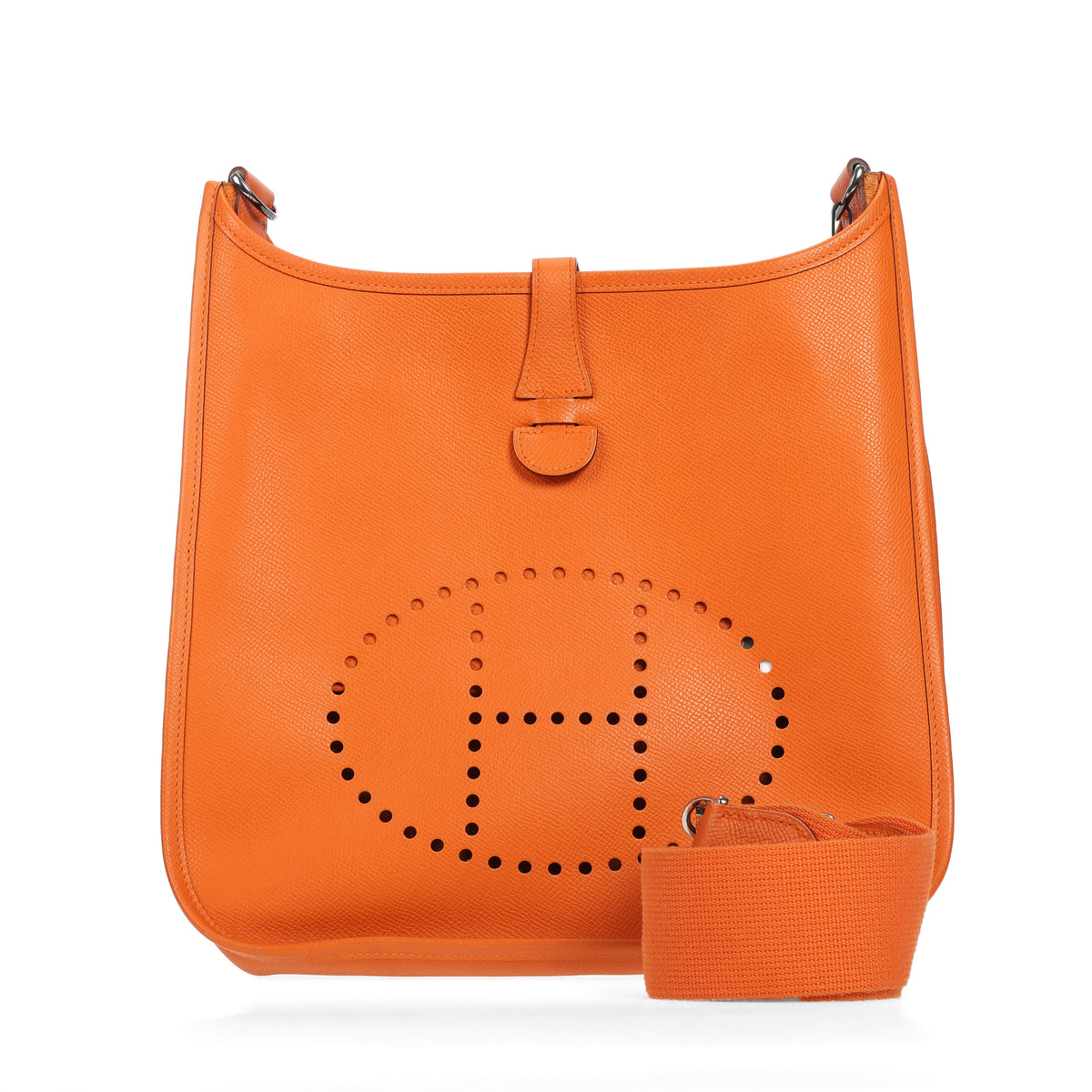 Pre-Owned Hermès Evelyne Orange Calfskin Shoulder Bag 77021970