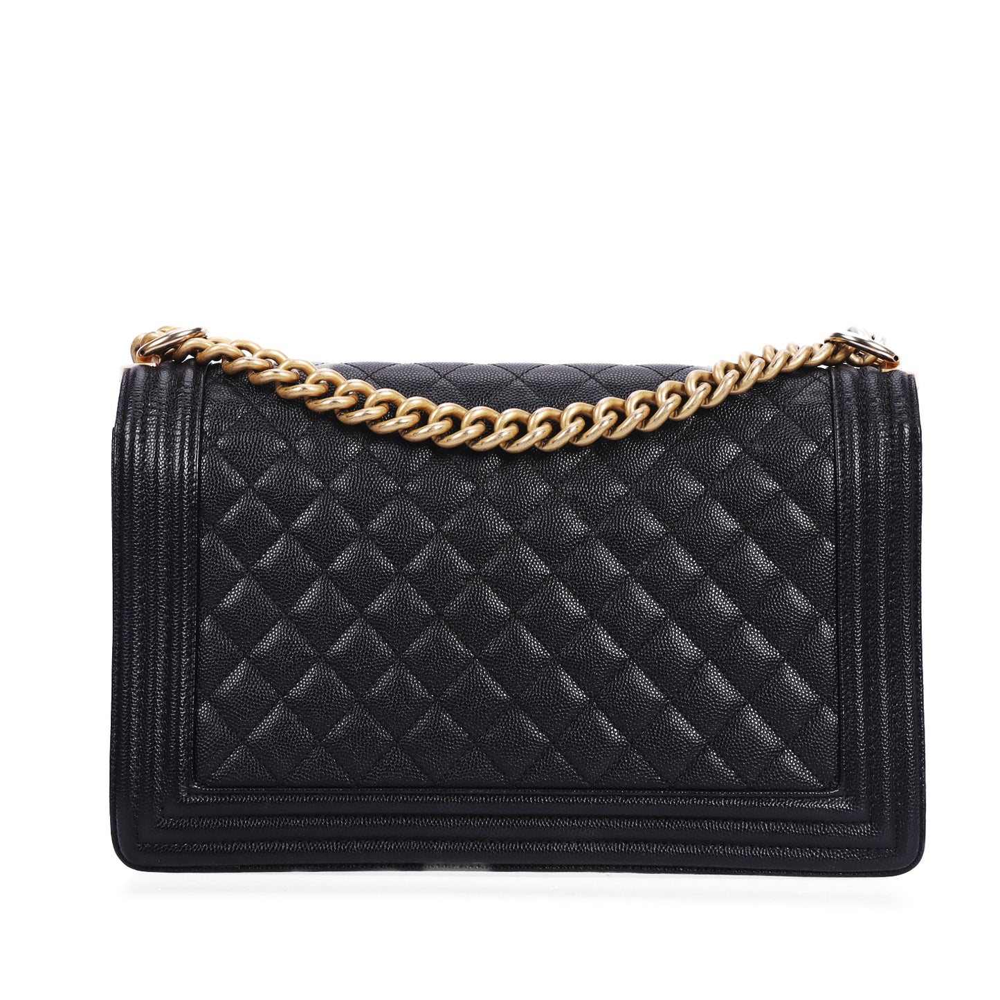 Pre-Owned Chanel Boy Medium Size Black Calfskin Shoulder Bag  77230908