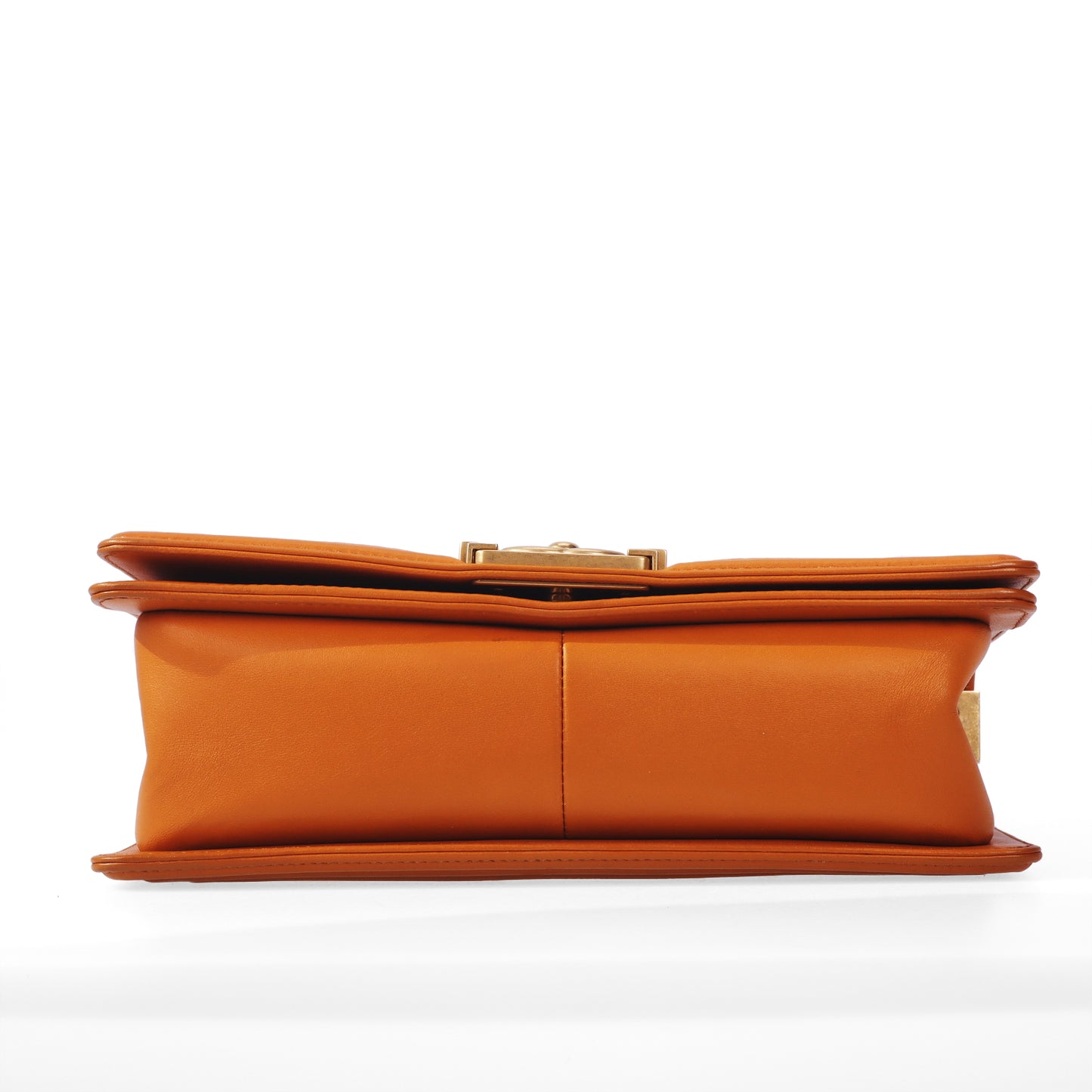 Pre-Owned Chanel Le Boy Orange Quilted Lambskin Leather Shoulder Bag 77837040 c