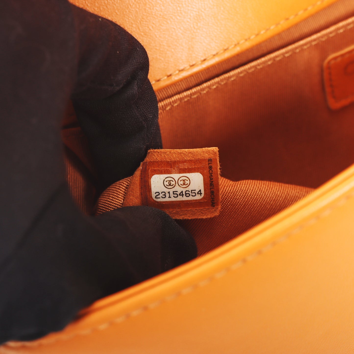 Pre-Owned Chanel Le Boy Orange Quilted Lambskin Leather Shoulder Bag 77837040 c