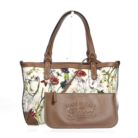 Pre-Owned Gucci Floral Print Canvas Beige Canvas Shoulder Bag 78260259