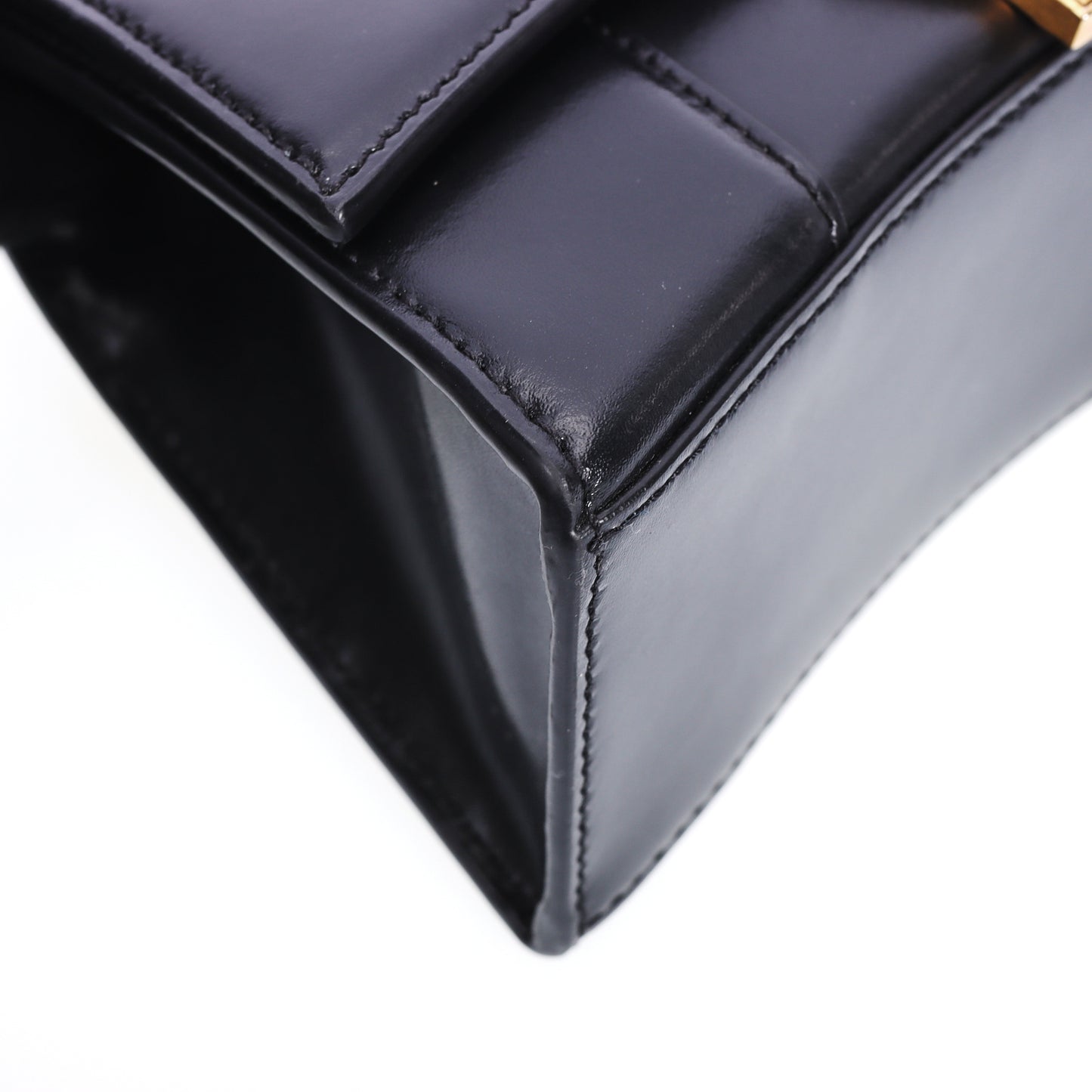 Pre-Owned Balenciaga Hourglass Black Calfskin Shoulder Bag 78430933