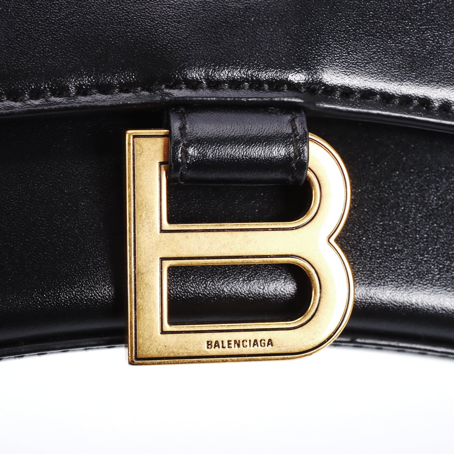 Pre-Owned Balenciaga Hourglass Black Calfskin Shoulder Bag 78430933
