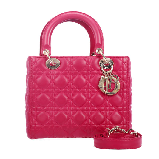 Pre-Owned Dior Lady Dior Pink Lambskin 78648626
