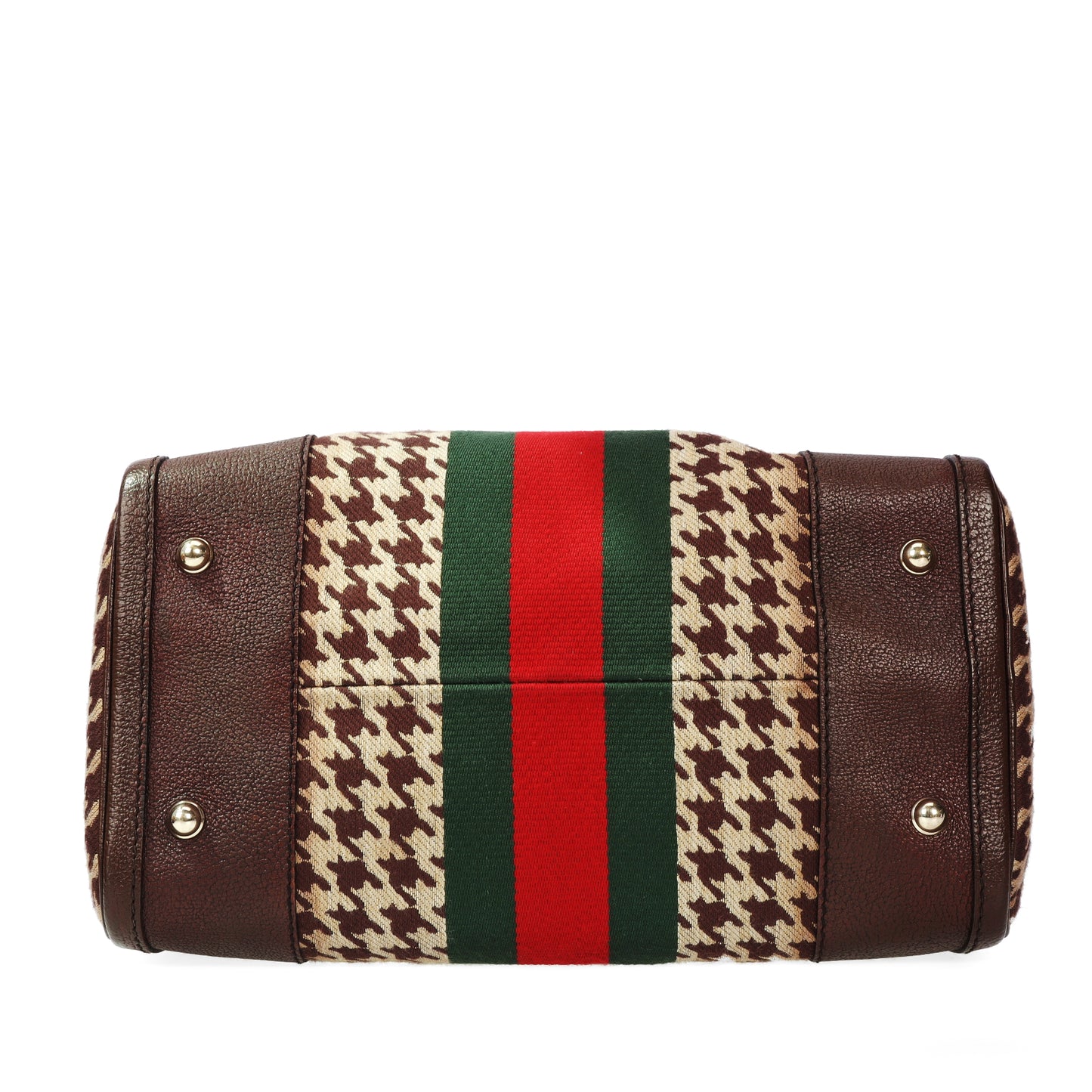 Pre-Owned Gucci Brown Canvas Calfskin Shoulder Bag 69838566