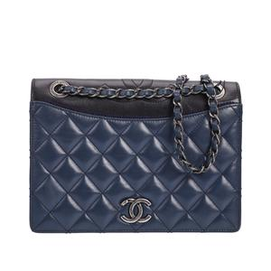 Pre-owned CHANEL Calfskin Crossbody Bags Flap Navy Blue 23703935 jl