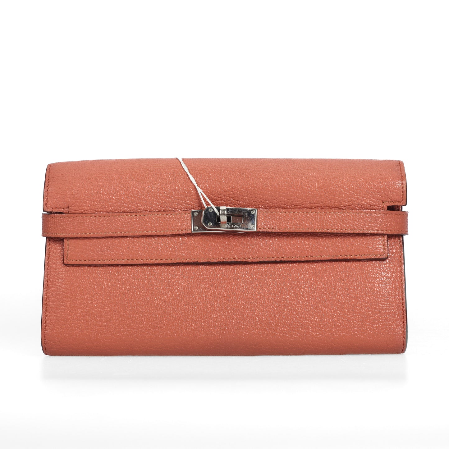 Pre-Owned Hermès Kelly Orange Chèvre Mysore Wallet 80099485 L