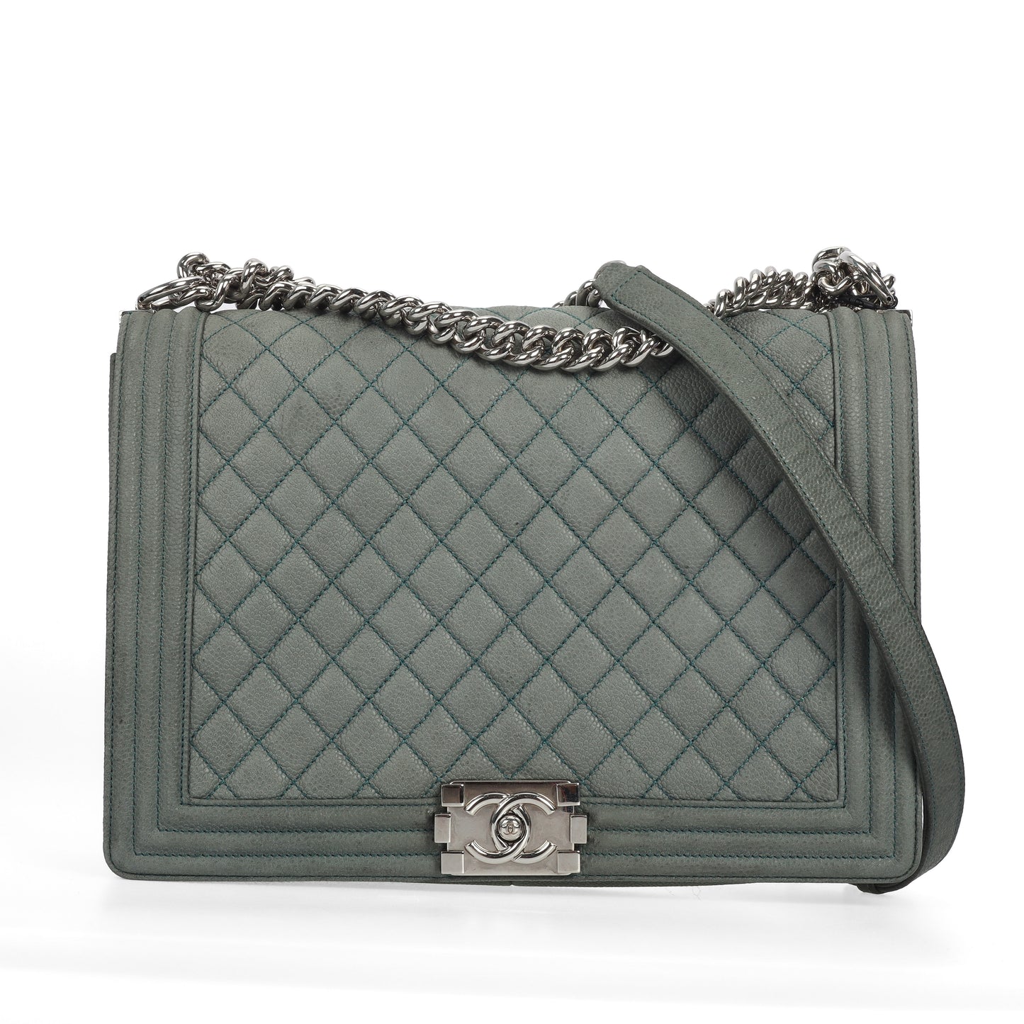Pre-Owned Chanel Green Calfskin Shoulder Bag 80334870