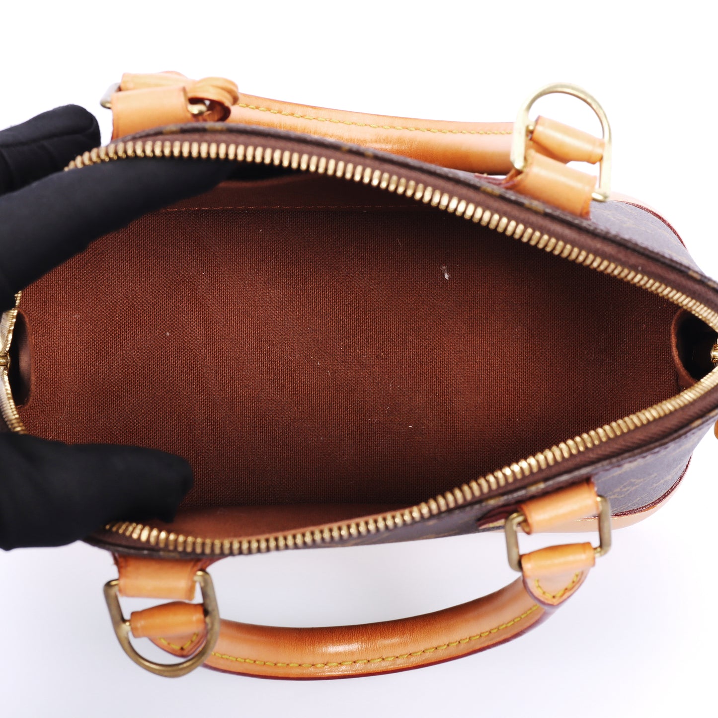 Pre-Owned Louis Vuitton Alma BB Monogram Brown Coated Canvas Crossbody Bag & Louis Vuitton Charm 80678499 & 66325671