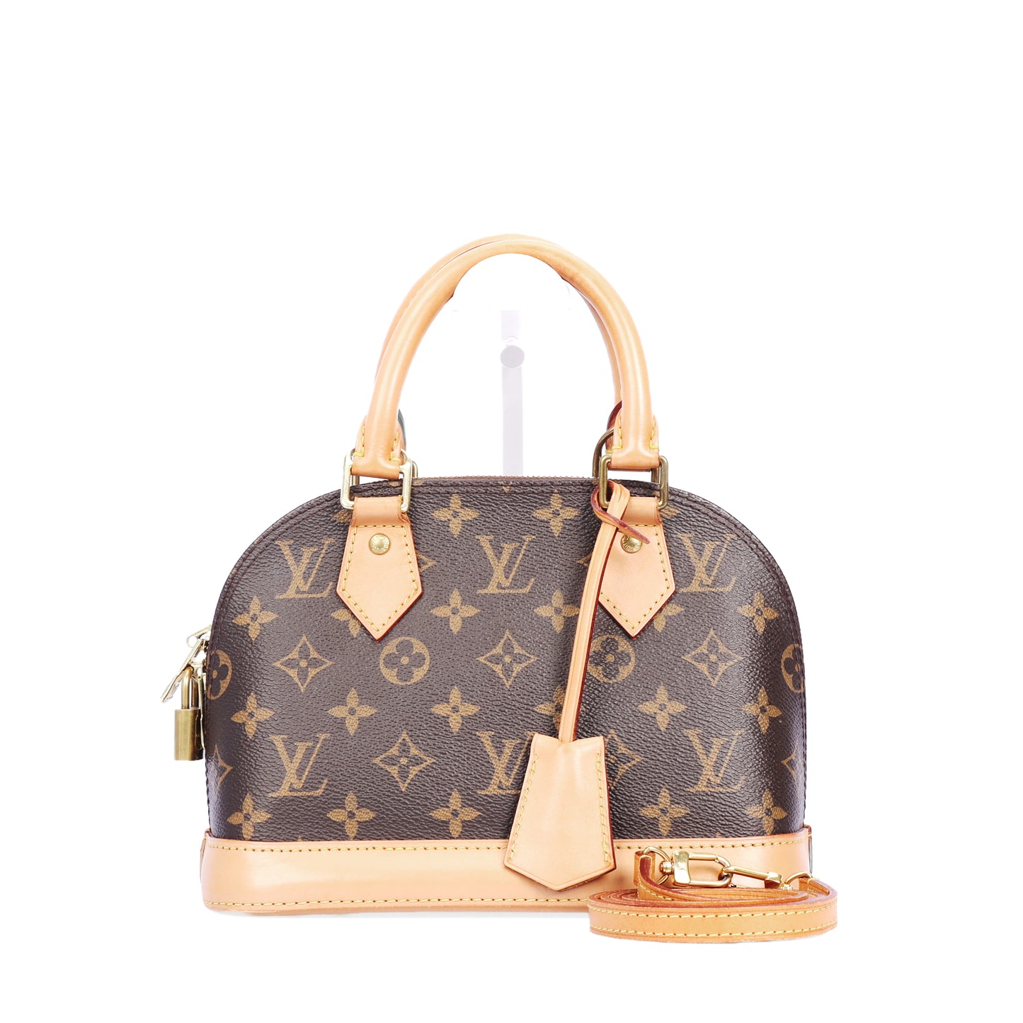 Pre-Owned Louis Vuitton Alma BB Monogram Brown Coated Canvas Crossbody Bag & Louis Vuitton Charm 80678499 & 66325671