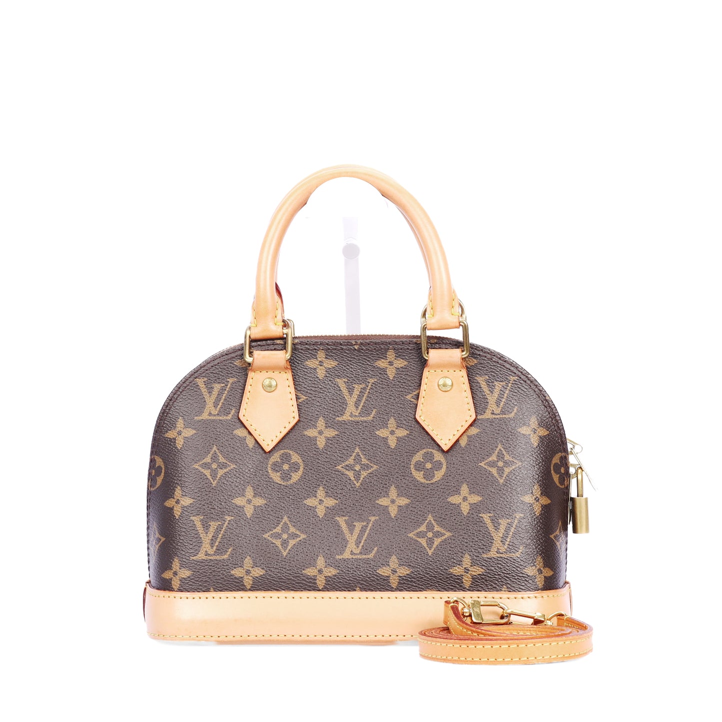 Pre-Owned Louis Vuitton Alma BB Monogram Brown Coated Canvas Crossbody Bag & Louis Vuitton Charm 80678499 & 66325671