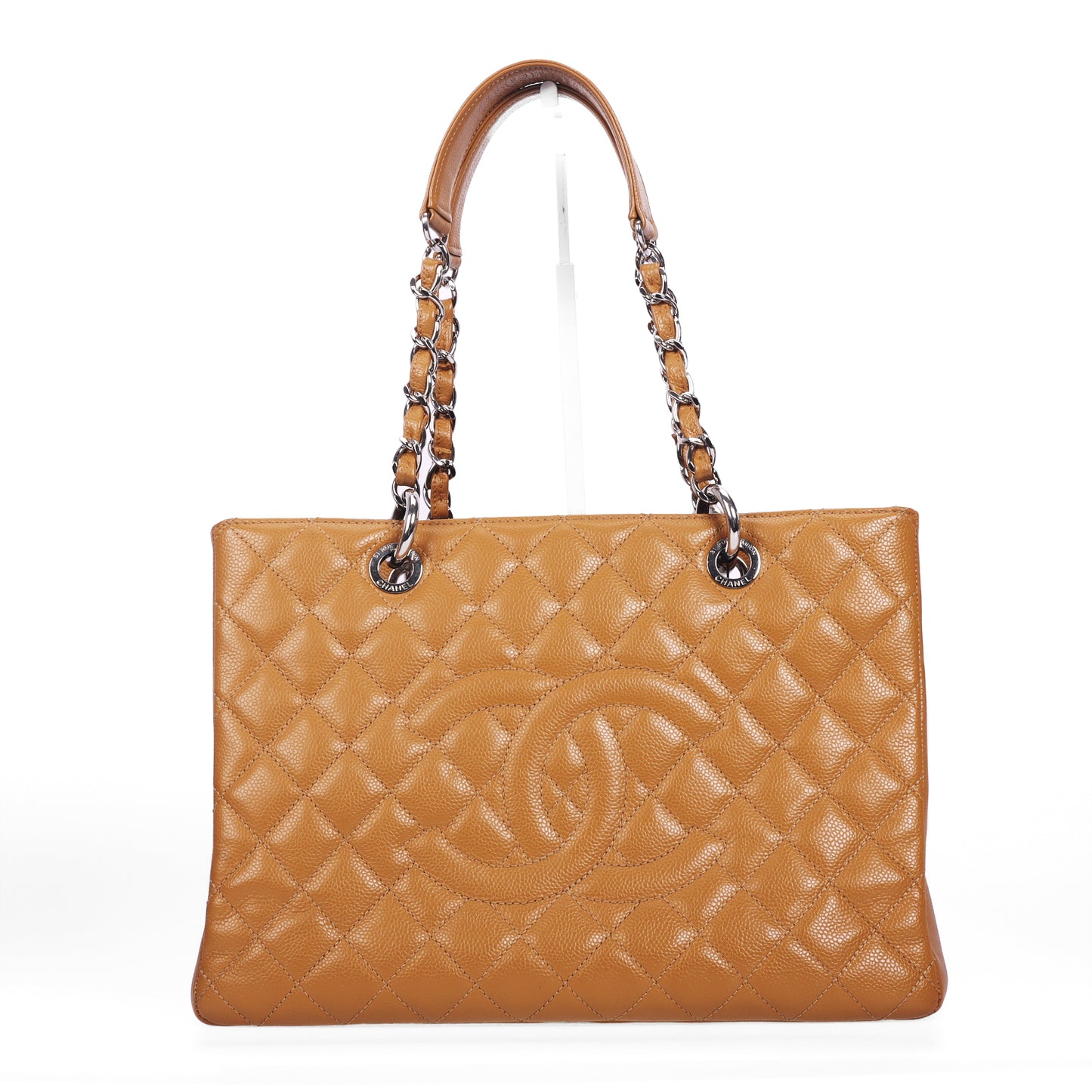 Pre-Owned Chanel Grand Shopping Tote GST Gold Quilted Caviar Calfskin Leather Shoulder Bag 83985960